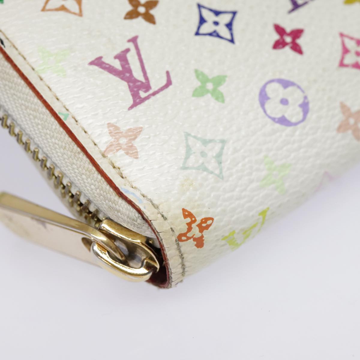 LOUIS VUITTON Monogram Multicolor Zippy Wallet White M60241 LV Auth 90678