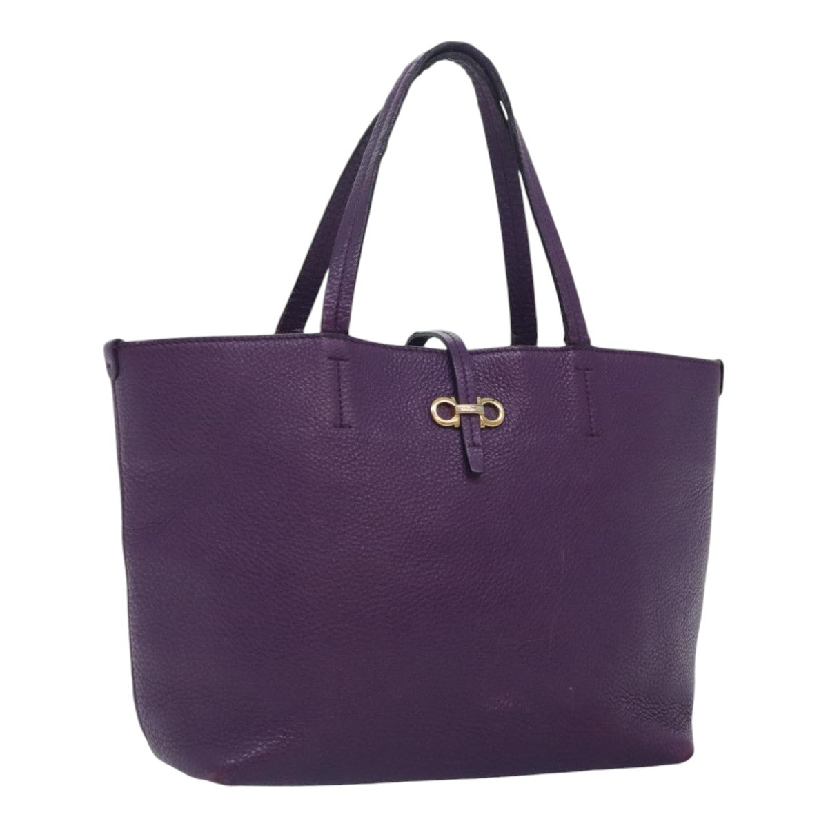 Salvatore Ferragamo Tote Bag Leather Purple Gold Auth 90698