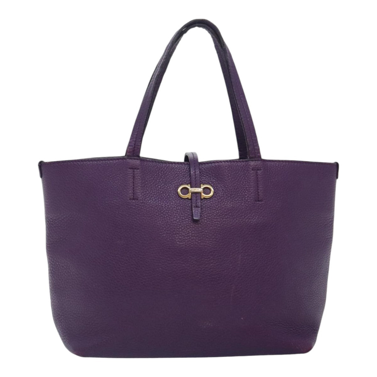 Salvatore Ferragamo Tote Bag Leather Purple Gold Auth 90698 - 0