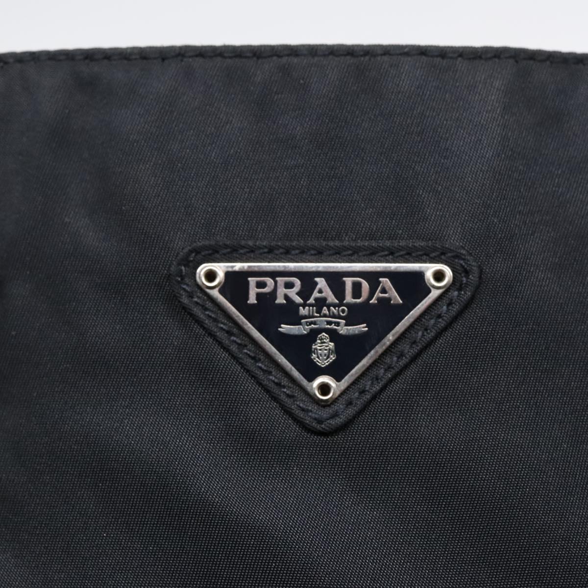 PRADA Chain Shoulder Bag Nylon Black Auth 90711