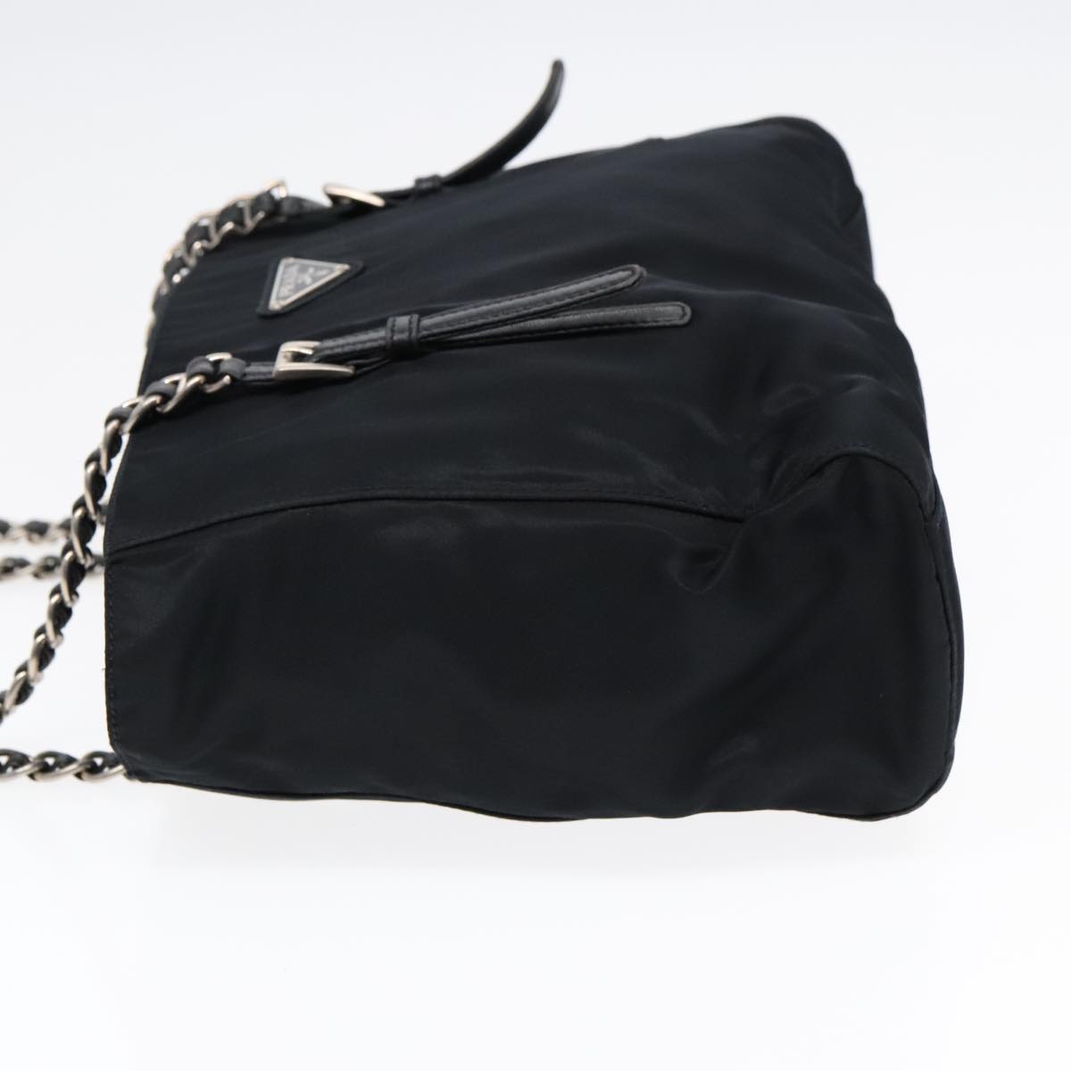 PRADA Chain Shoulder Bag Nylon Black Auth 90711