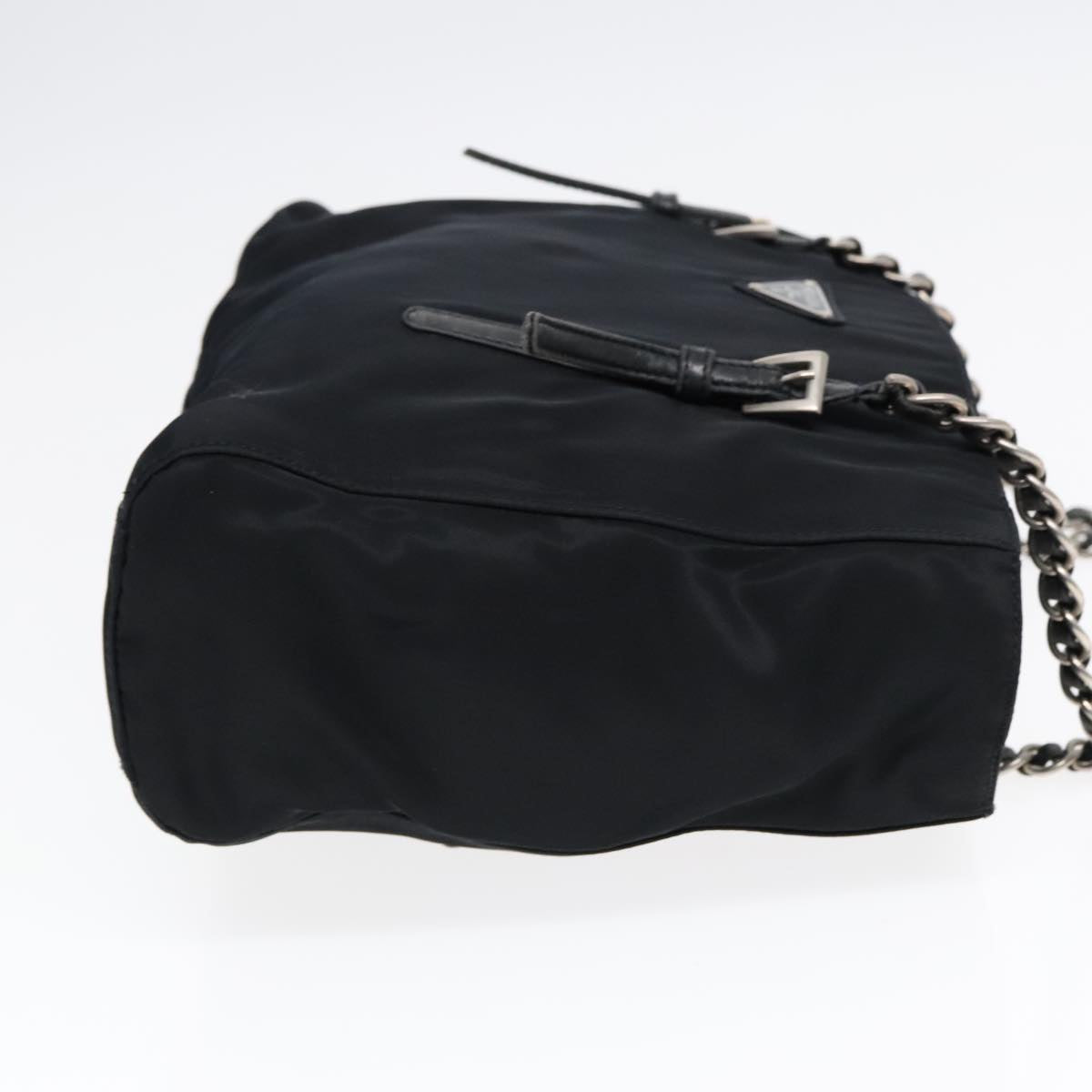 PRADA Chain Shoulder Bag Nylon Black Auth 90711