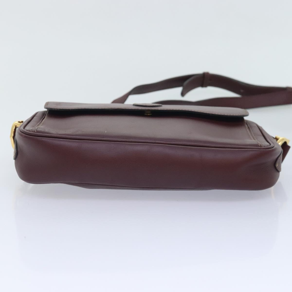 CARTIER Shoulder Bag Leather Bordeaux Auth 90715