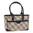 BURBERRY Nova Check Hand Bag Canvas Beige Black Auth 90729-1
