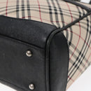 BURBERRY Nova Check Hand Bag Canvas Beige Black Auth 90729-9