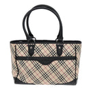 BURBERRY Nova Check Hand Bag Canvas Beige Black Auth 90729-13