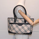 BURBERRY Nova Check Hand Bag Canvas Beige Black Auth 90729-25