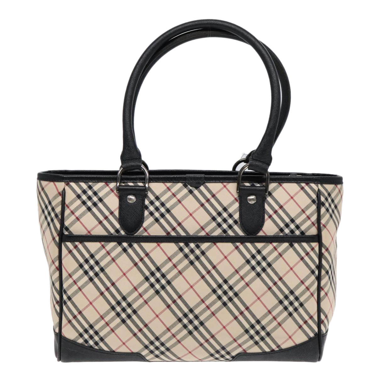 BURBERRY Nova Check Hand Bag Canvas Beige Black Auth 90729 - 0