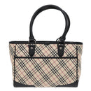 BURBERRY Nova Check Hand Bag Canvas Beige Black Auth 90729-2