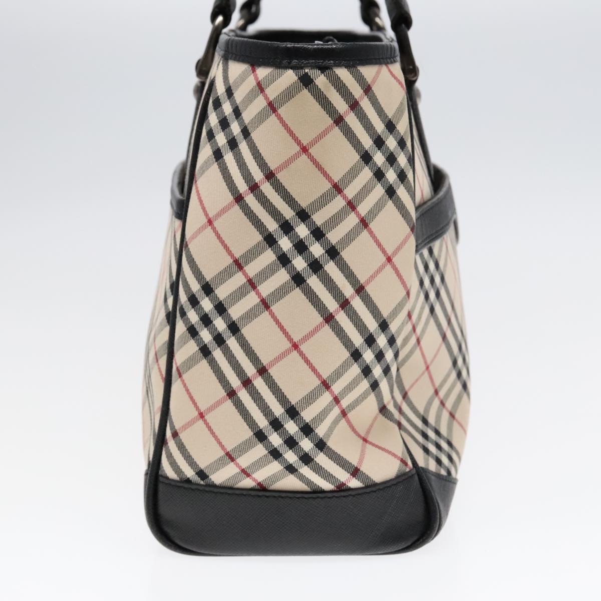 BURBERRY Nova Check Hand Bag Canvas Beige Black Auth 90729