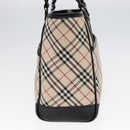 BURBERRY Nova Check Hand Bag Canvas Beige Black Auth 90729-4