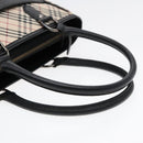 BURBERRY Nova Check Hand Bag Canvas Beige Black Auth 90729-7