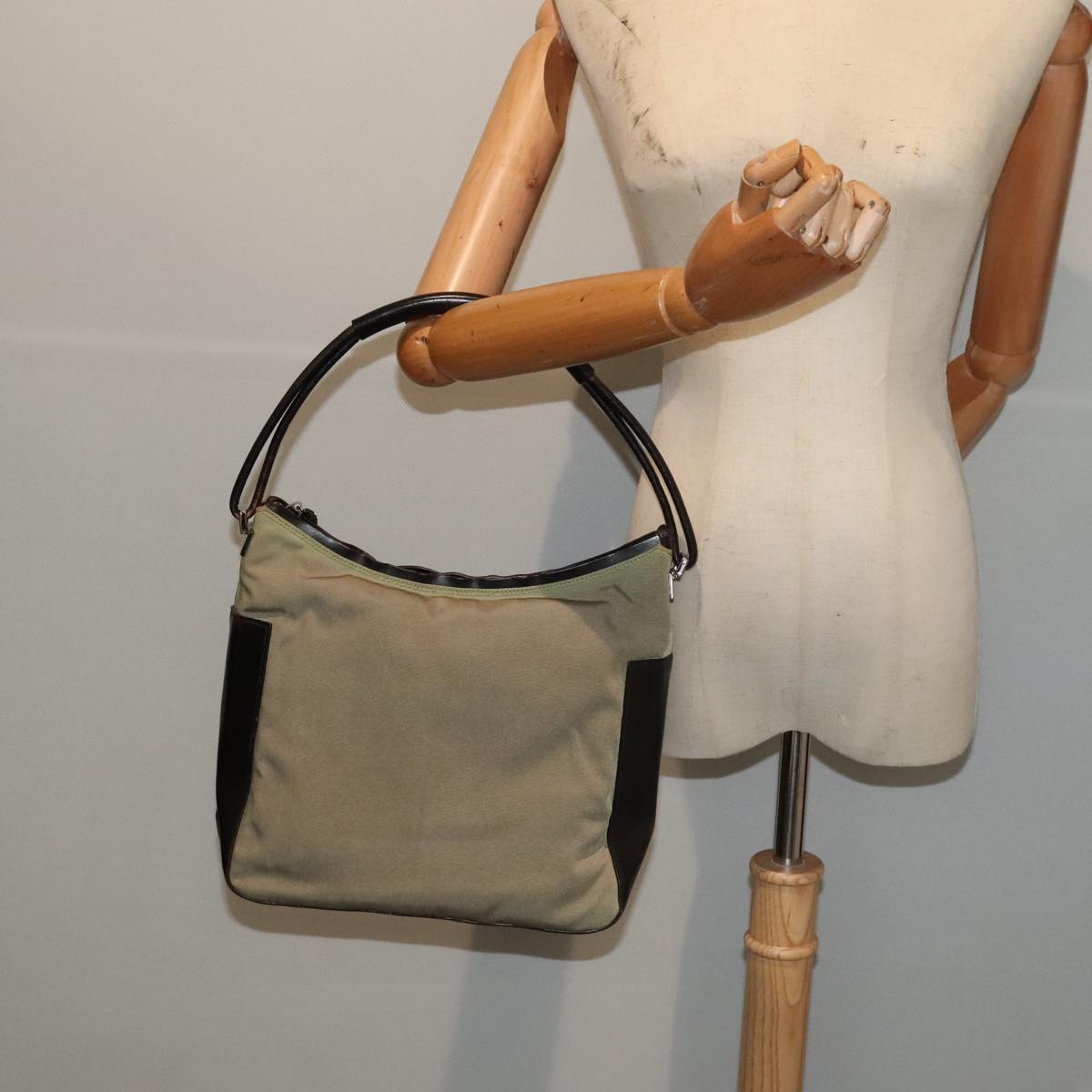 GUCCI Shoulder Bag Nylon Khaki Silver 001 3766 2123 Auth 90740