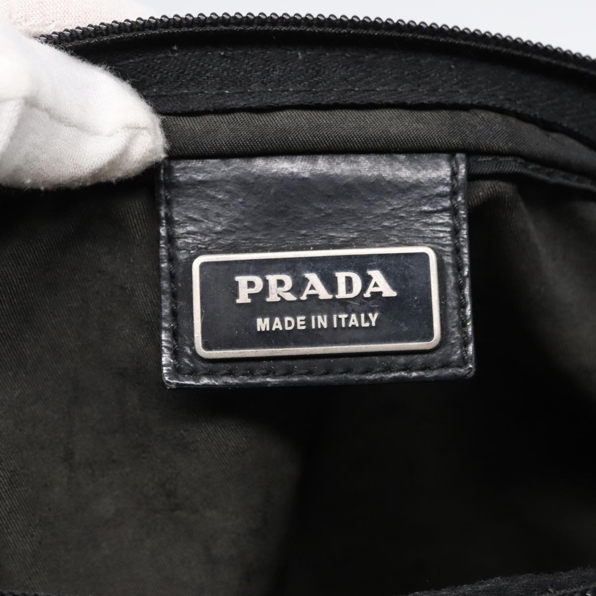 PRADA Shoulder Bag Nylon Black Silver Auth 90744