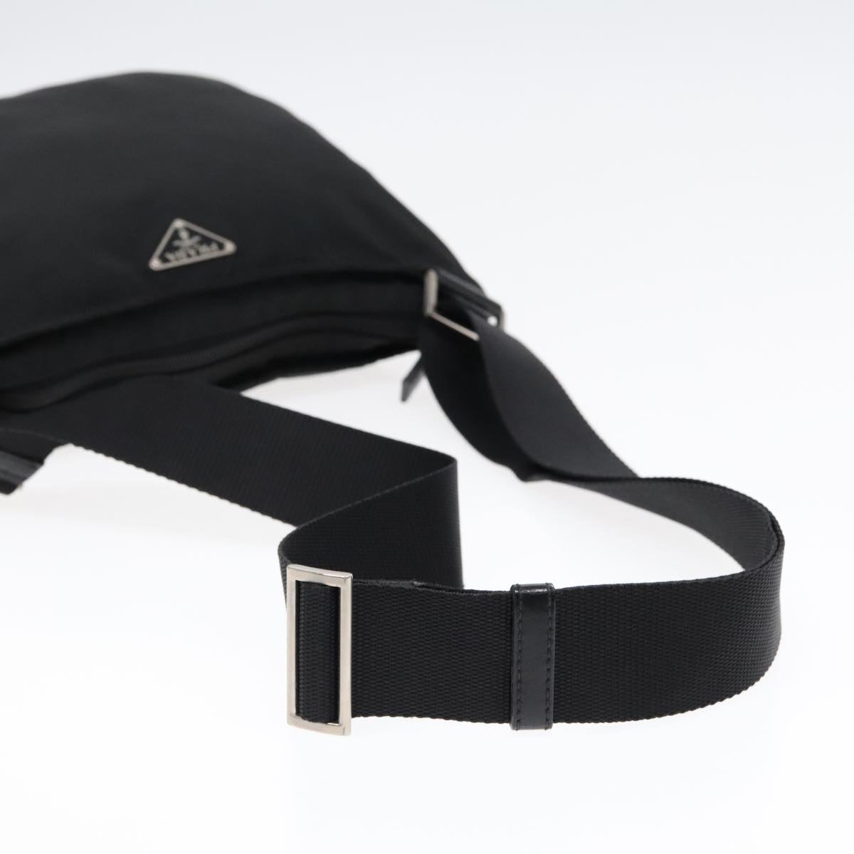 PRADA Shoulder Bag Nylon Black Silver Auth 90744