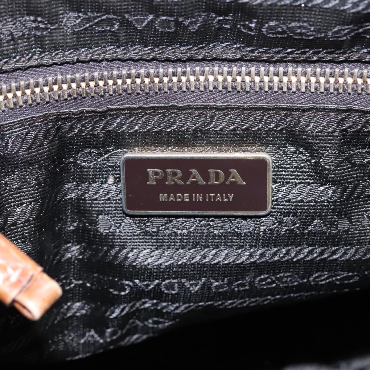 PRADA Shoulder Bag Nylon Green Gold Auth 90748