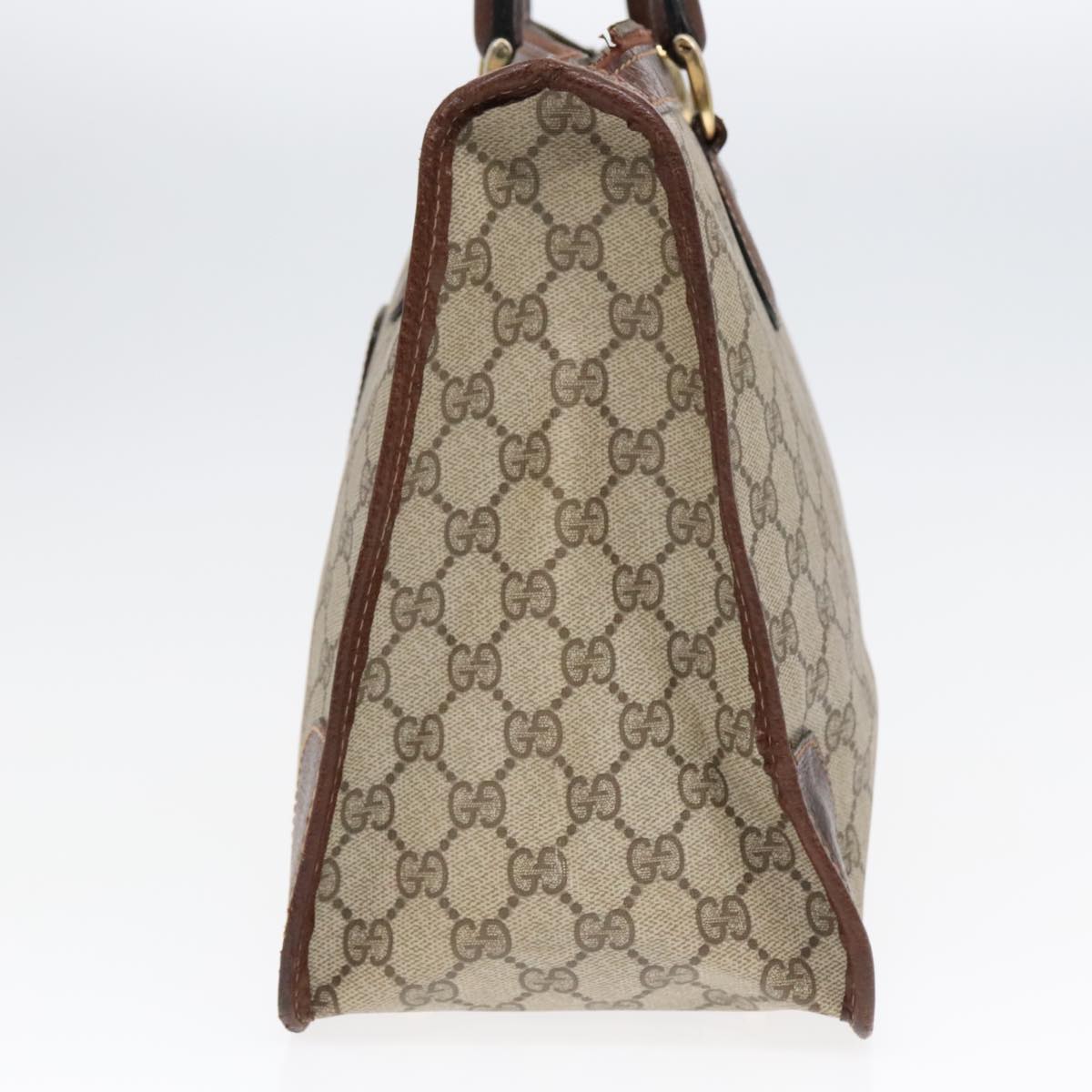 GUCCI GG Canvas Hand Bag PVC Beige Auth 90751