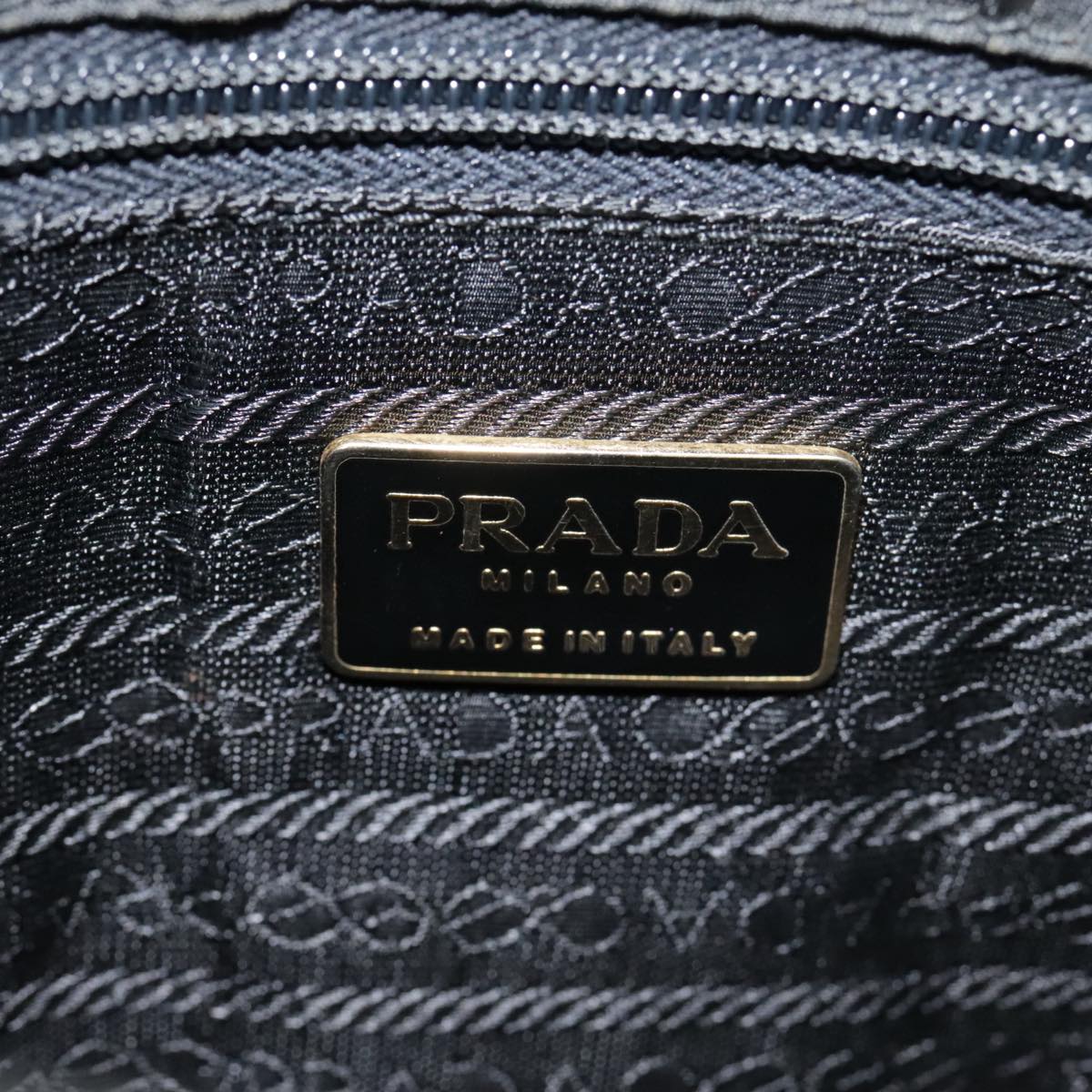 PRADA Hand Bag Nylon Black Gold Auth 90752