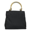 PRADA Hand Bag Nylon Black Gold Auth 90752-2