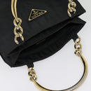 PRADA Hand Bag Nylon Black Gold Auth 90752-6