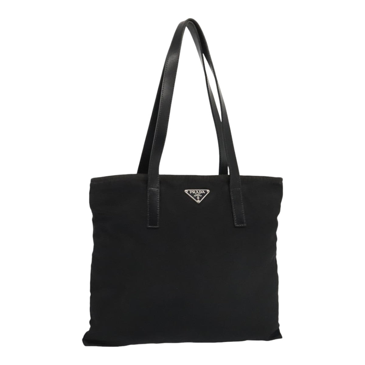 PRADA Shoulder Bag Nylon Black Silver Auth 90753