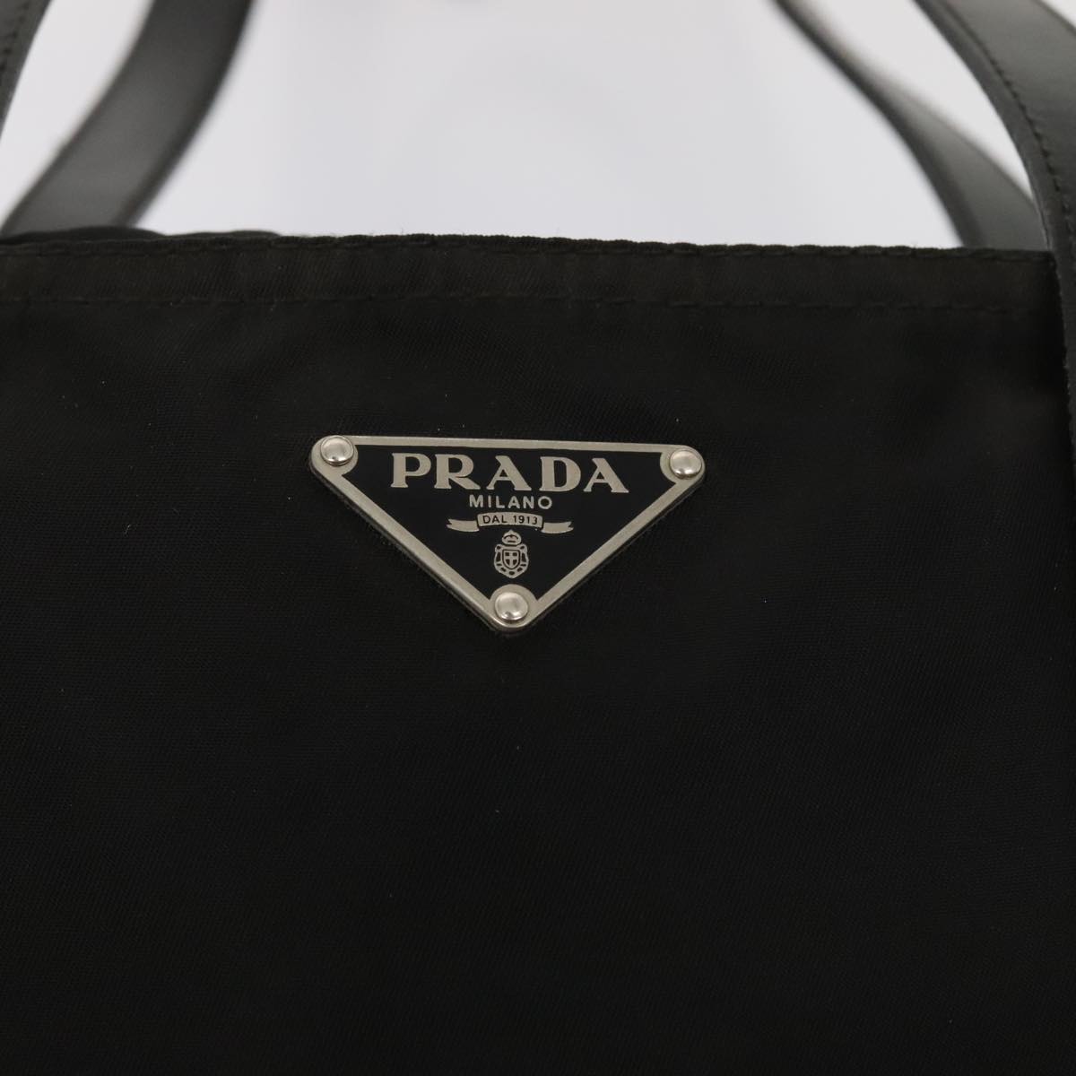 PRADA Shoulder Bag Nylon Black Silver Auth 90753