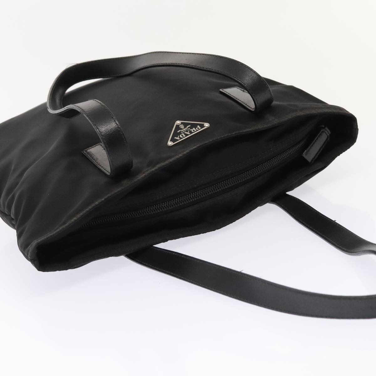 PRADA Shoulder Bag Nylon Black Silver Auth 90753