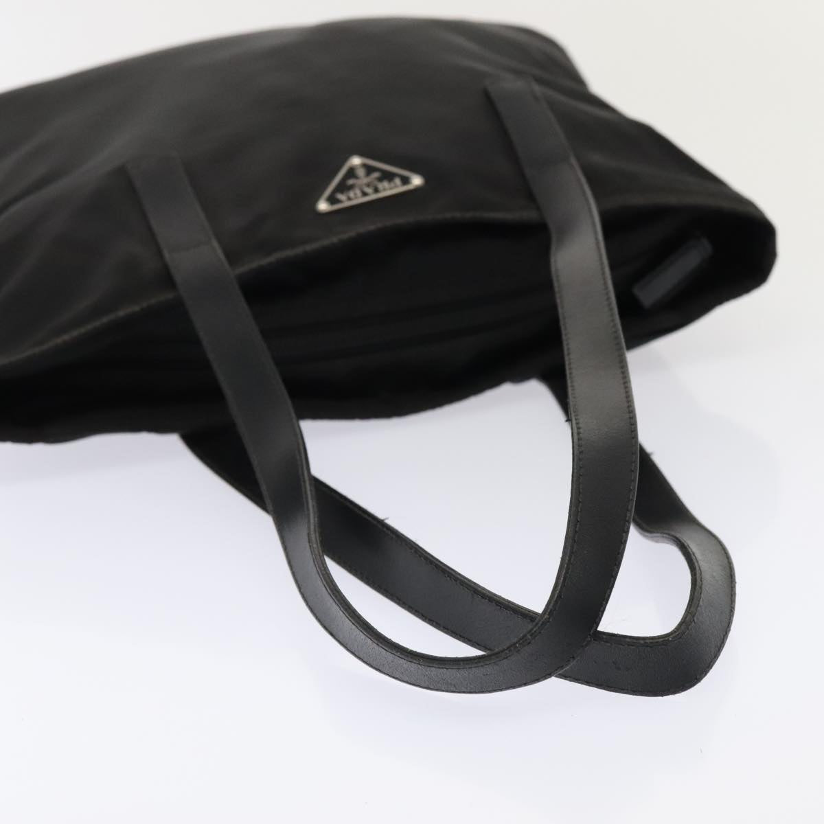 PRADA Shoulder Bag Nylon Black Silver Auth 90753