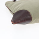 PRADA Hand Bag Canvas Khaki Silver Auth 90754-14