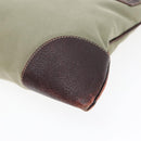 PRADA Hand Bag Canvas Khaki Silver Auth 90754-15