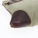 PRADA Hand Bag Canvas Khaki Silver Auth 90754-16