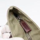 PRADA Hand Bag Canvas Khaki Silver Auth 90754-10