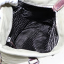 PRADA Hand Bag Canvas Khaki Silver Auth 90754-11