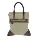 PRADA Hand Bag Canvas Khaki Silver Auth 90754-2