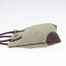 PRADA Hand Bag Canvas Khaki Silver Auth 90754-3