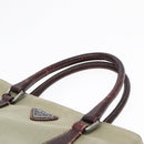PRADA Hand Bag Canvas Khaki Silver Auth 90754-7