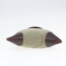 PRADA Hand Bag Canvas Khaki Silver Auth 90754-5