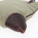 PRADA Hand Bag Canvas Khaki Silver Auth 90754-8