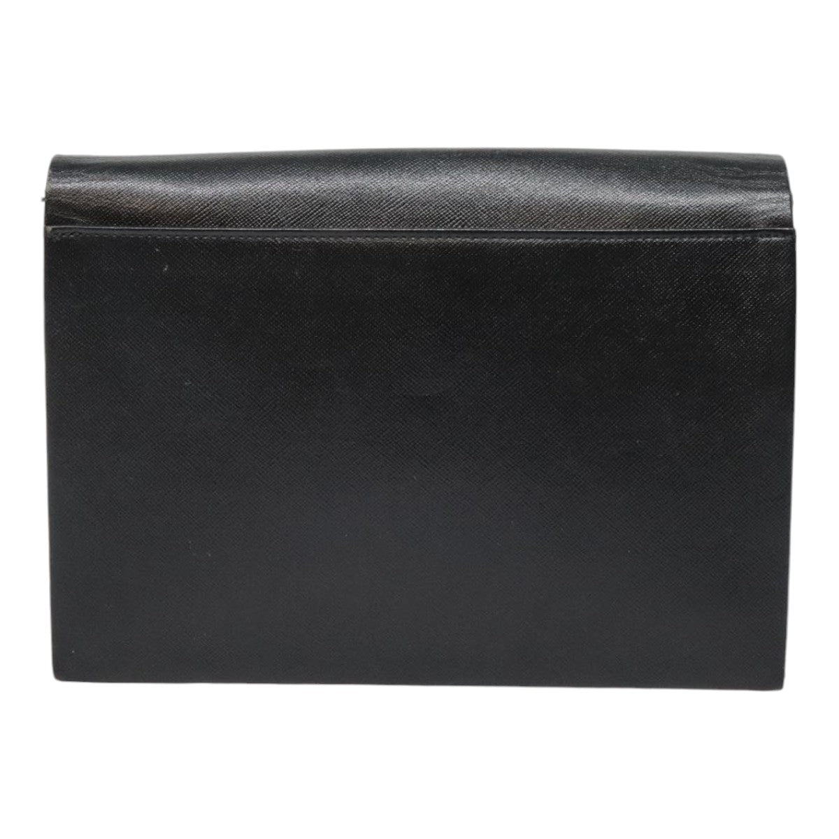 SAINT LAURENT Clutch Bag Leather Black Gold Auth 90757