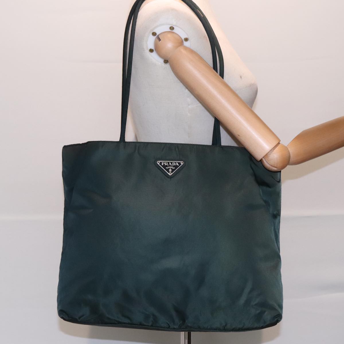 PRADA Tote Bag Nylon Green Auth 90760