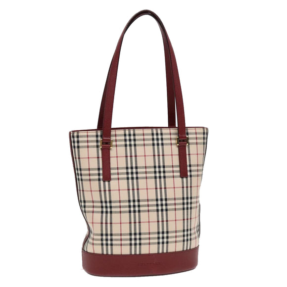 BURBERRY Nova Check Umhängetasche Canvas Beige Rot Original 90761