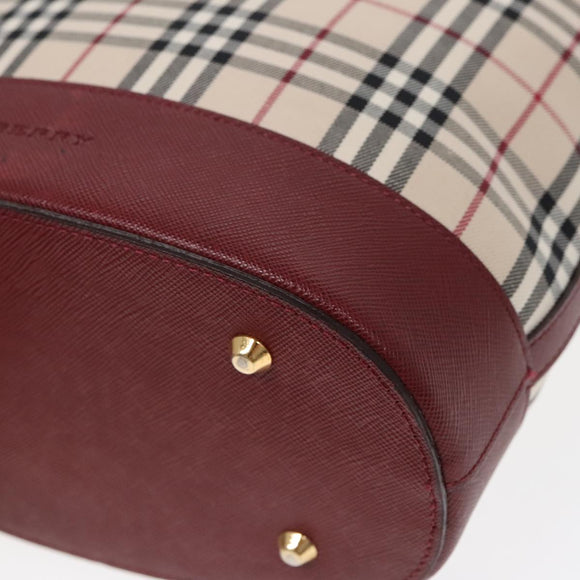 BURBERRY Nova Check Umhängetasche Canvas Beige Rot Original 90761