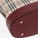 BURBERRY Nova Check Shoulder Bag Canvas Beige Red Auth 90761-15