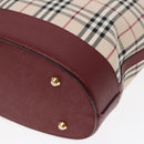 BURBERRY Nova Check Shoulder Bag Canvas Beige Red Auth 90761-16