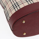 BURBERRY Nova Check Shoulder Bag Canvas Beige Red Auth 90761-9