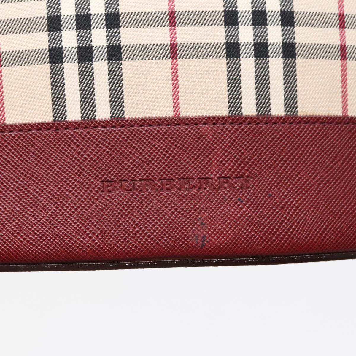 BURBERRY Nova Check Shoulder Bag Canvas Beige Red Auth 90761