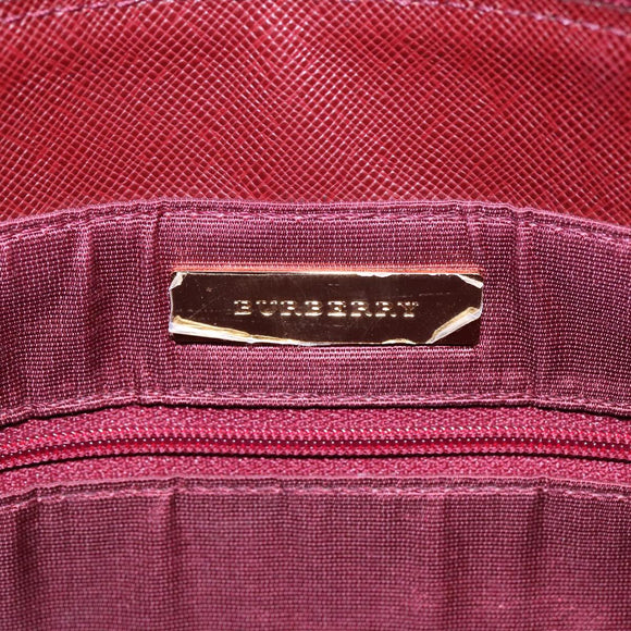 BURBERRY Nova Check Shoulder Bag Canvas Beige Red Auth 90761