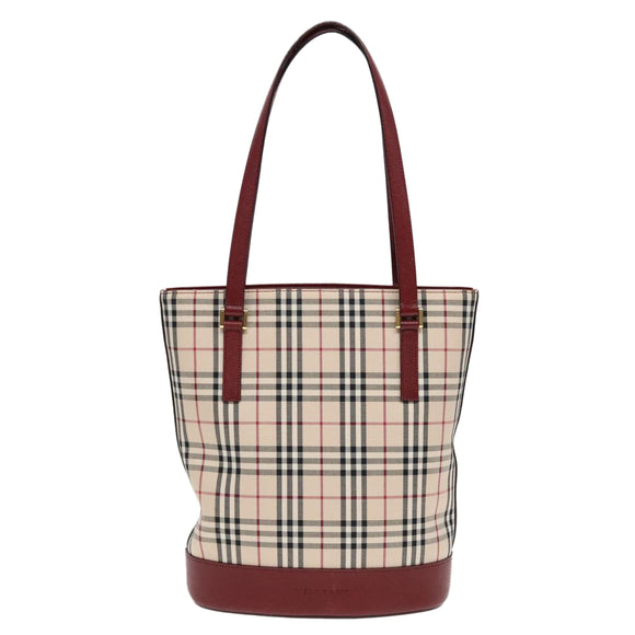 BURBERRY Nova Check Umhängetasche Canvas Beige Rot Original 90761