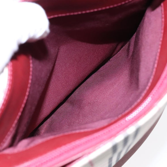 BURBERRY Nova Check Umhängetasche Canvas Beige Rot Original 90761
