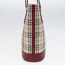 BURBERRY Nova Check Shoulder Bag Canvas Beige Red Auth 90761-4